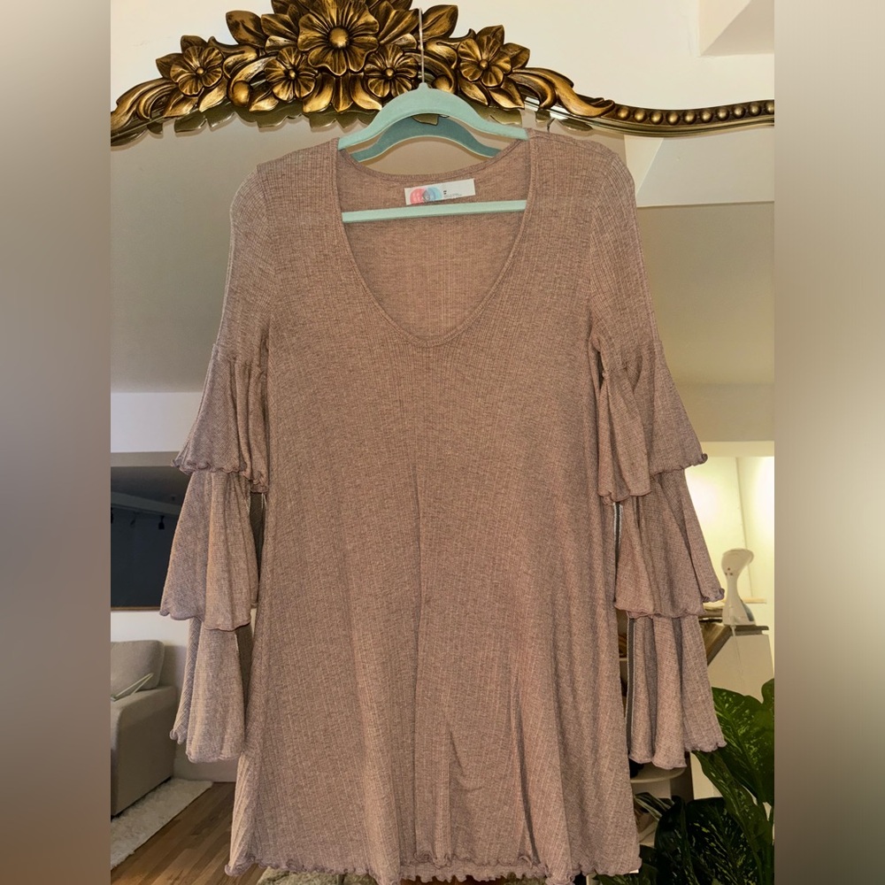 Free People tiered sleeve dress, dusty rose